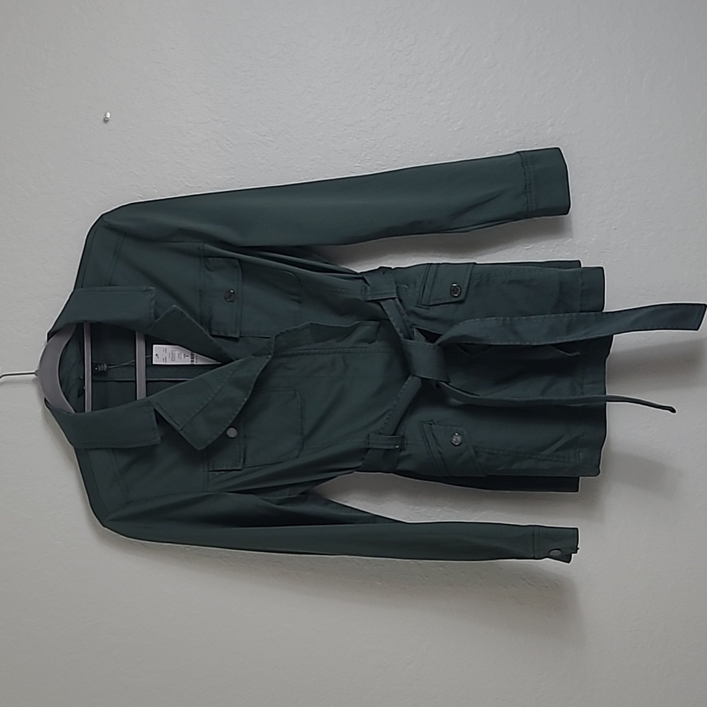 White House Black Market size 8 short trench jacket army green - Picture 1 of 8